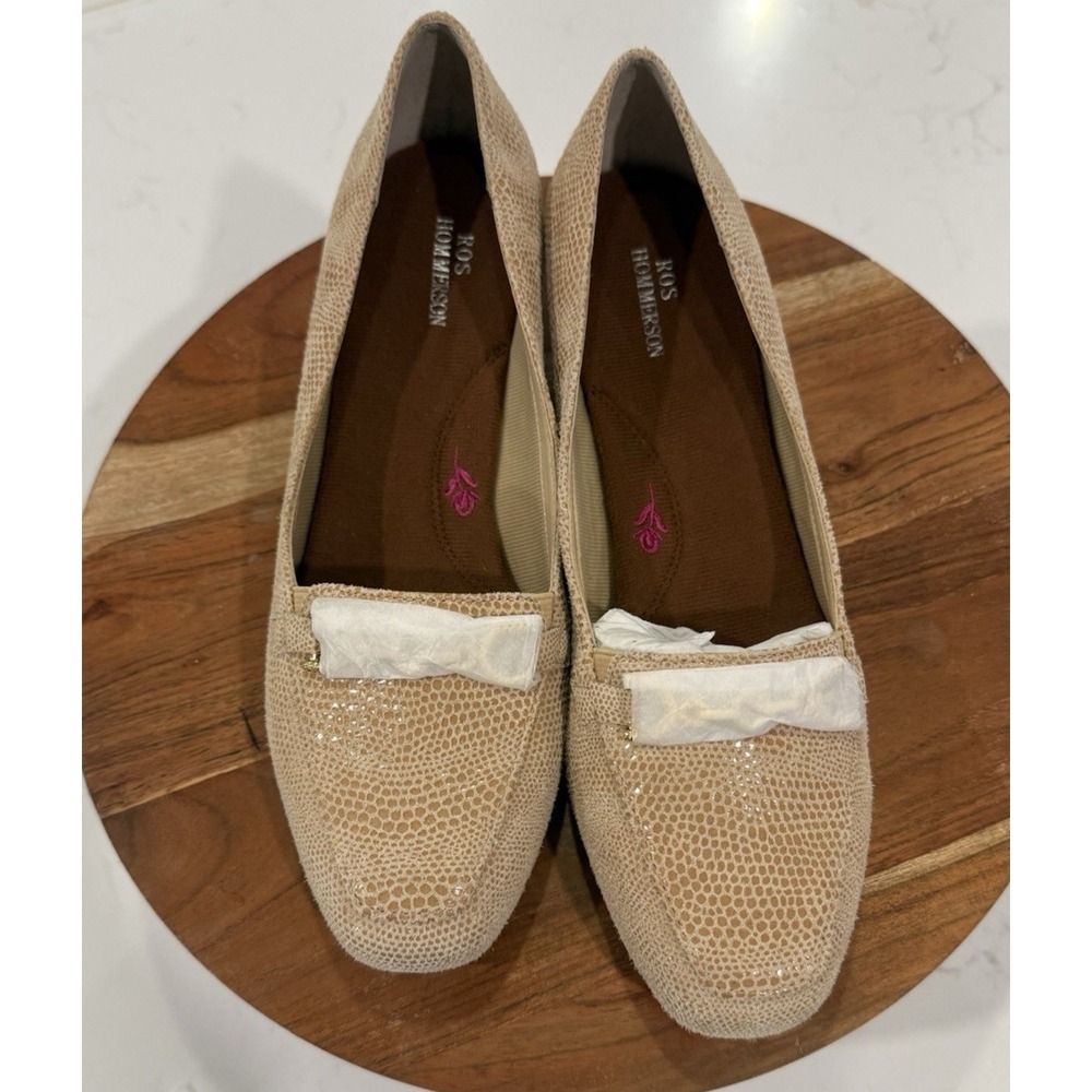 Ros Hommerson Taylor Loafer Women's Size 7M Shoes Nude Lizard Print Leather New!